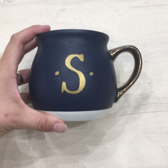 Threshold blue with gold letter “S” mug